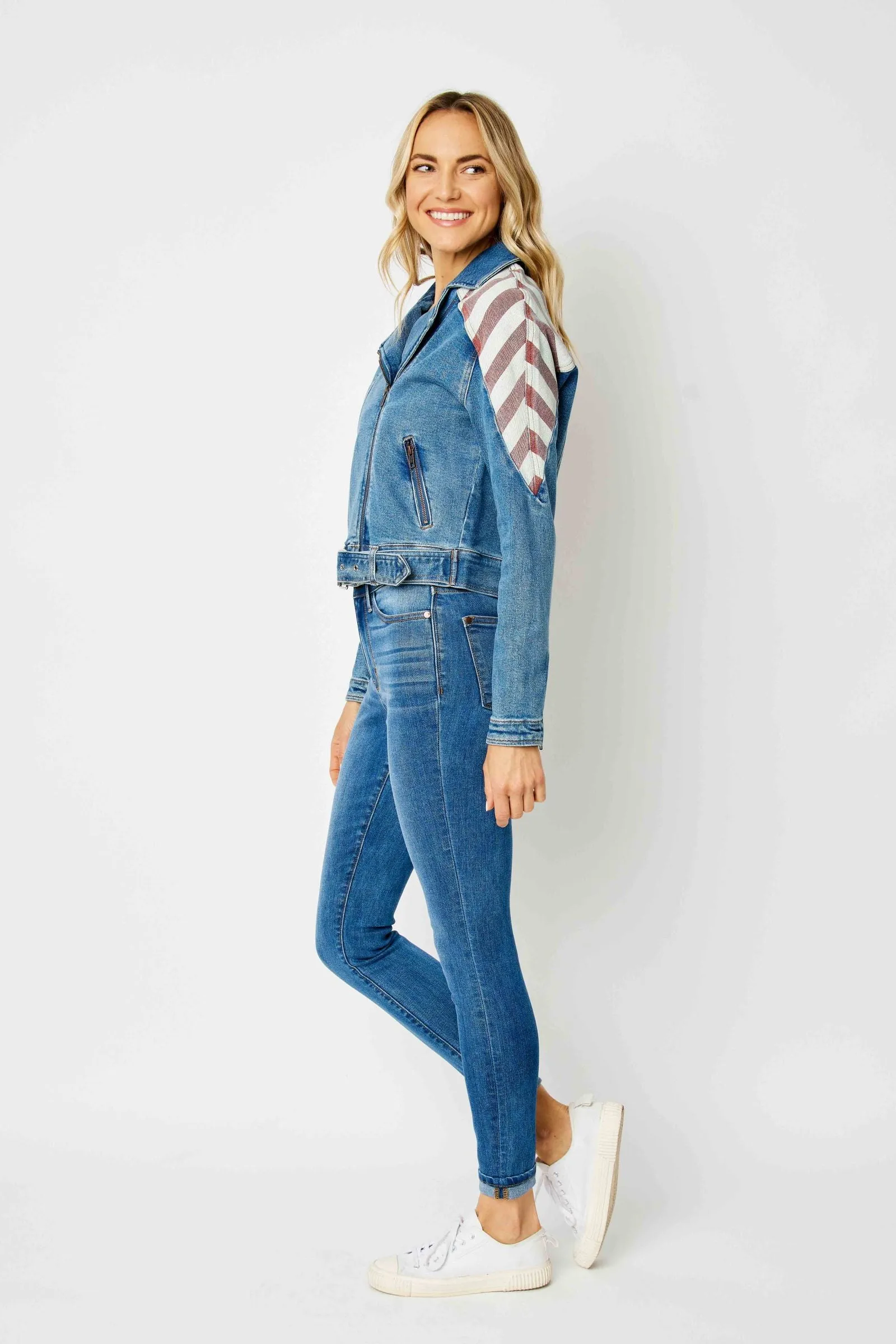 Judy Blue Americana Print Denim Jacket