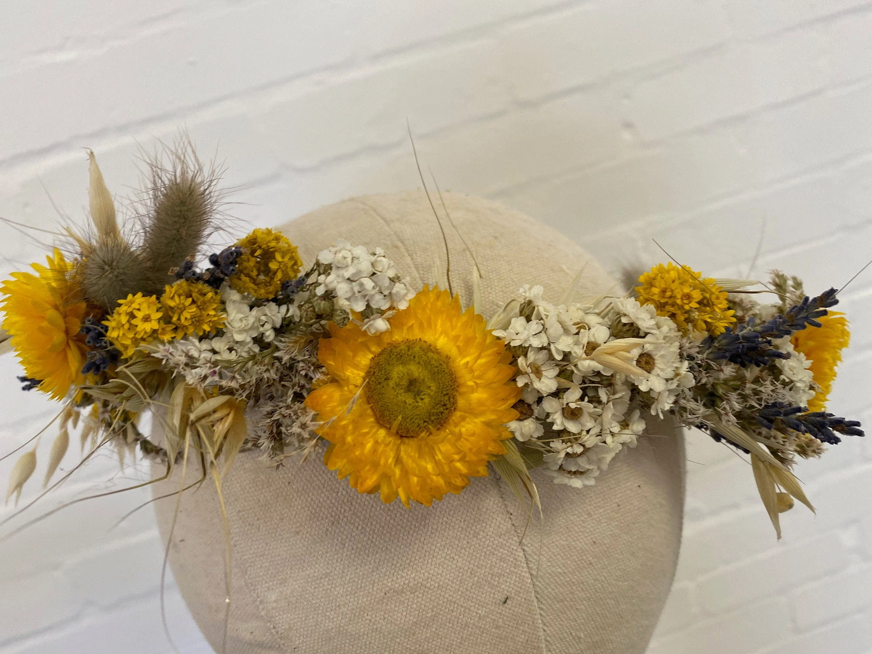 Lavender & Straw Flowers Wildflower Dried Flower Crown / Bridal Crown / Wedding Flower Crown