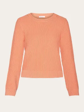 Long sleeve knitted crew neck - OCS/Vegan - Cadmium Orange