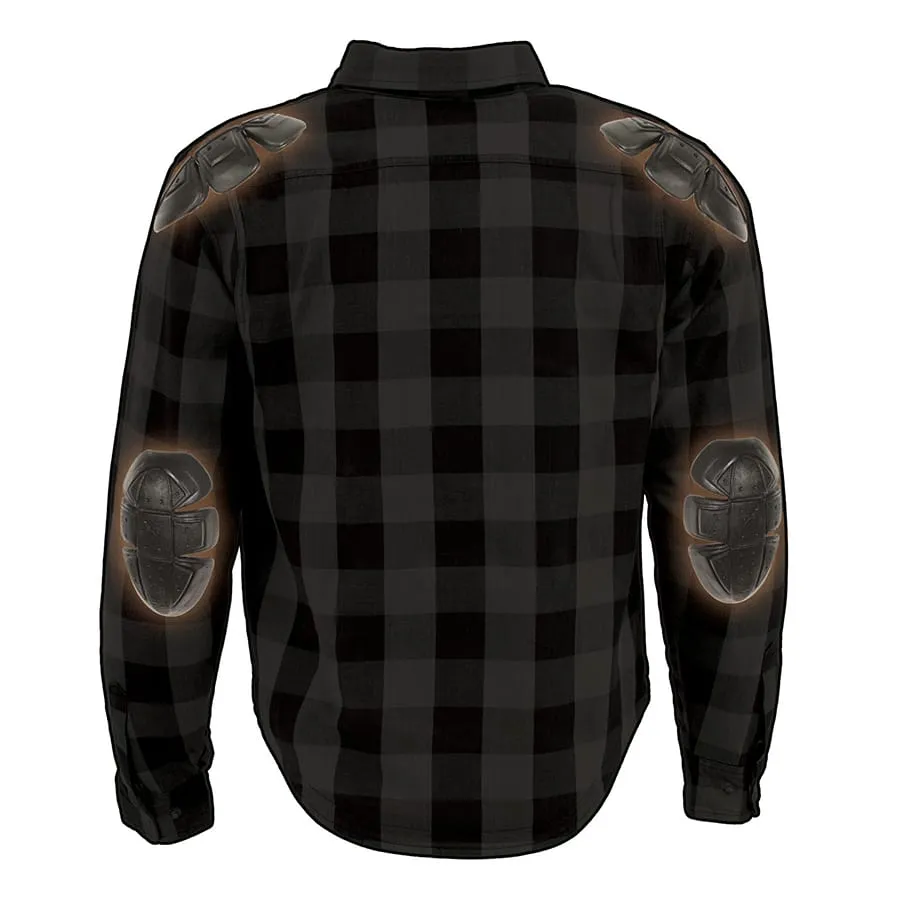 Men’s Armored Checkered Flannel Biker Shirt w/ Aramid® by DuPont™ Fibers