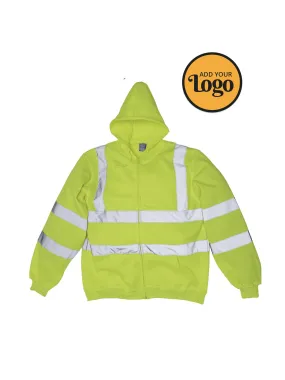 Men's Hi Visibility Zipped Hooded Sweatshirt