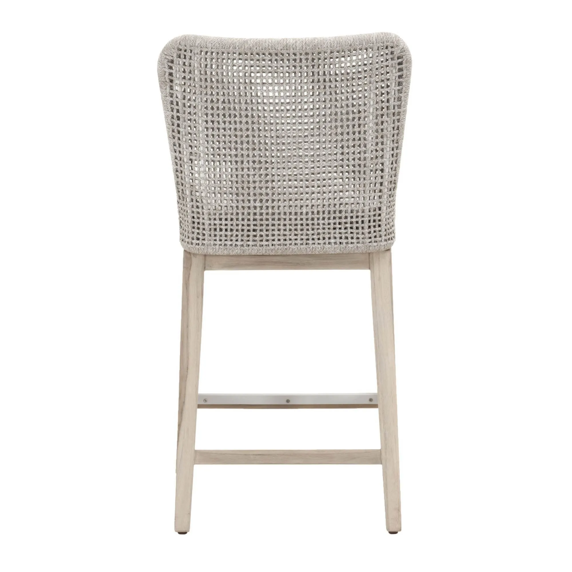 Mesh Outdoor Counter Stool in Taupe & White Flat Rope