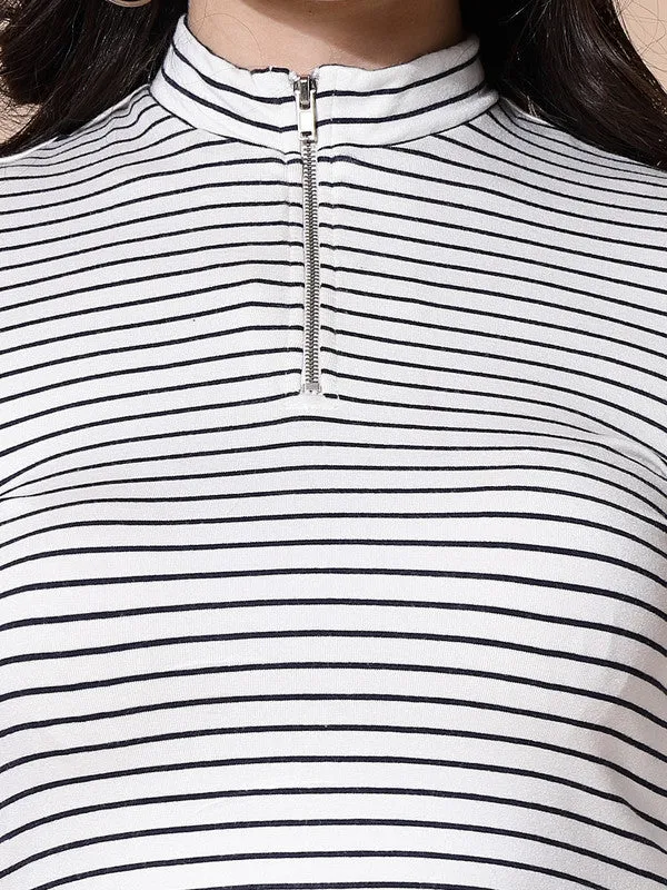 Odour Free Zip Front Stripe Top For Women