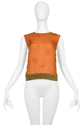 PRADA ORANGE NEOPRENE & SUEDE TOP 1999