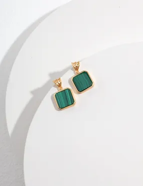 Pure Silver Malachite Earrings