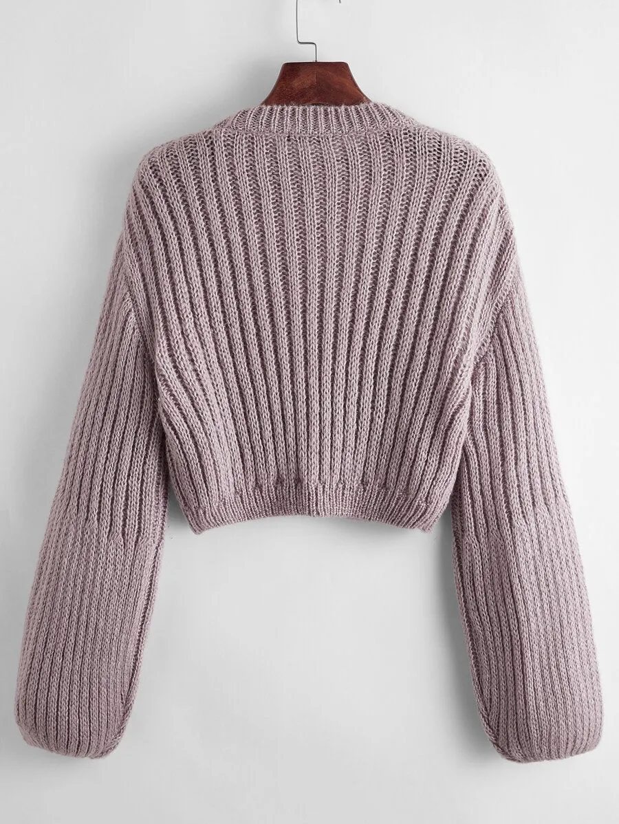 Ribbed-knit Cropped Sweater