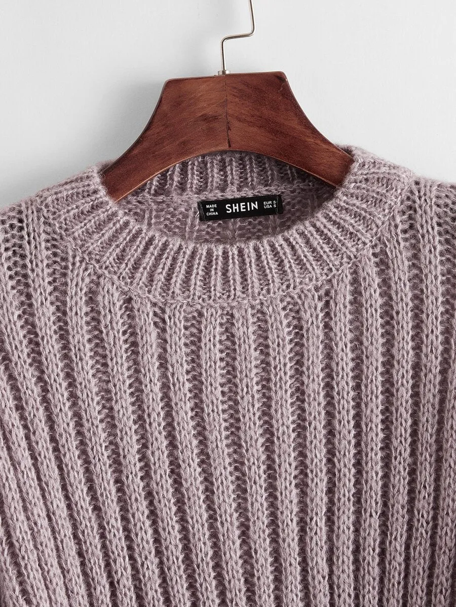 Ribbed-knit Cropped Sweater