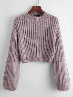 Ribbed-knit Cropped Sweater