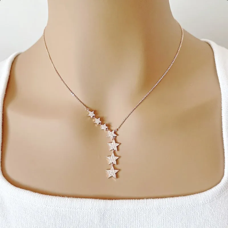 Rosegold  7 Stars Cubic Zirconia Necklace