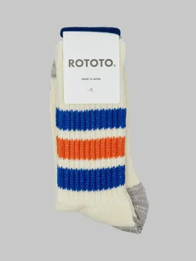 ROTOTO Coarse Ribbed Oldschool Crew Socks Blue/Orange