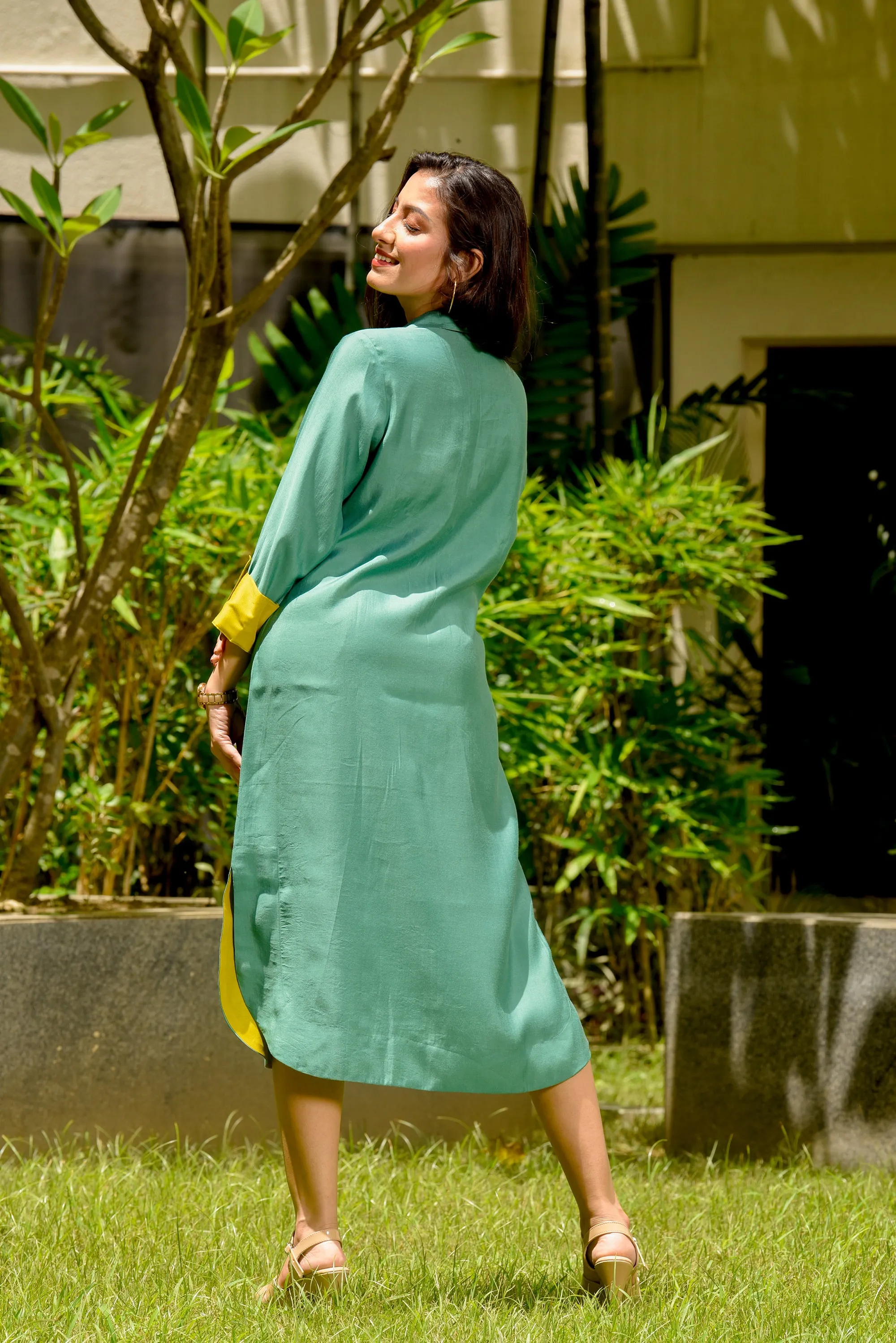 Sage Shirt Styled Dress