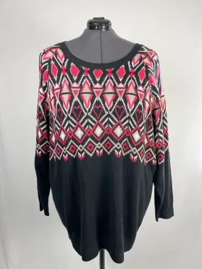 Torrid Size 4X (26) Black & Red Ikat Sweater NWT