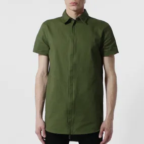 Unknown Alacrity S/S Olive Two Way Zipper Down Shirt