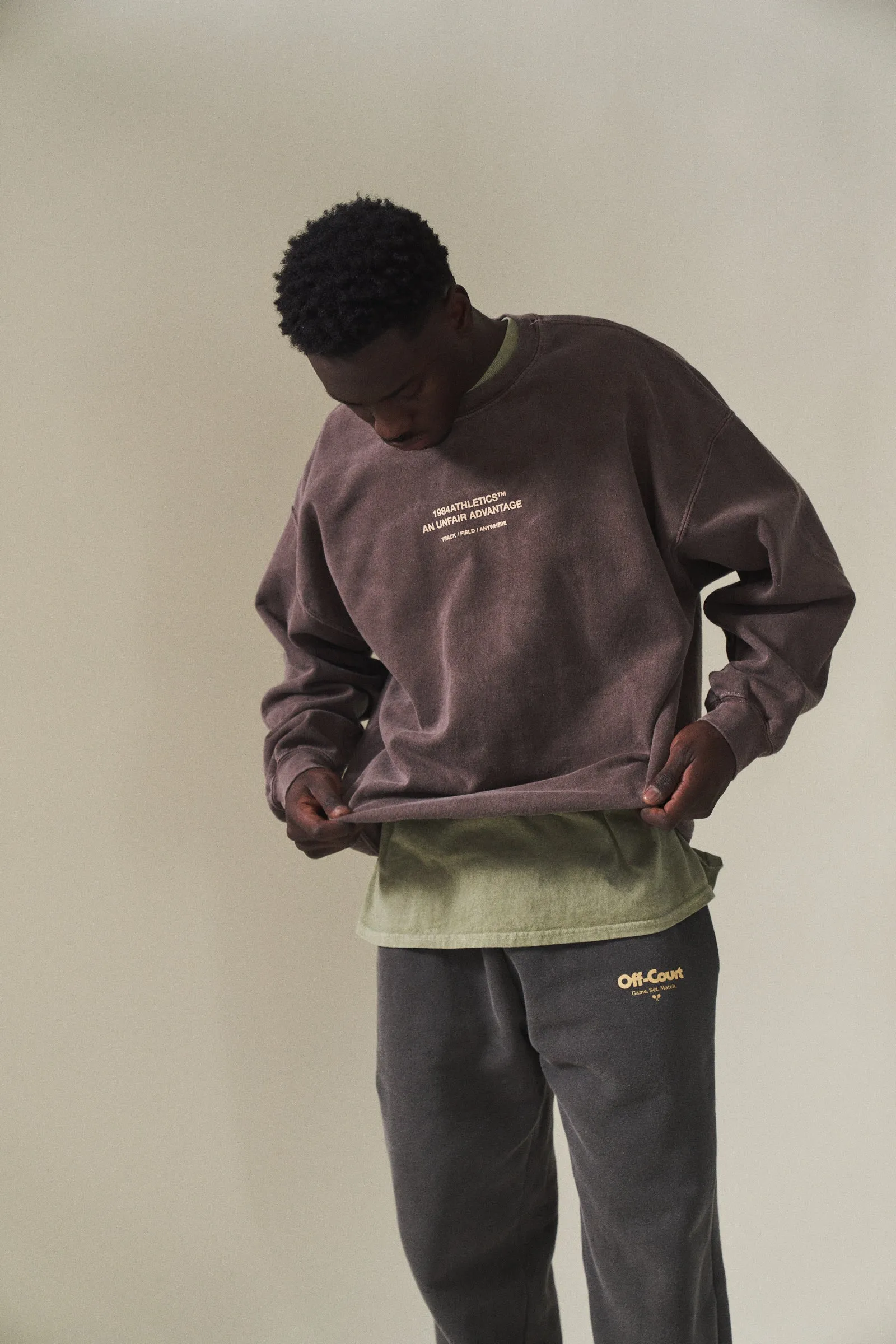 Vice 84 'Athletics' Vintage Washed Sweater - Chocolate