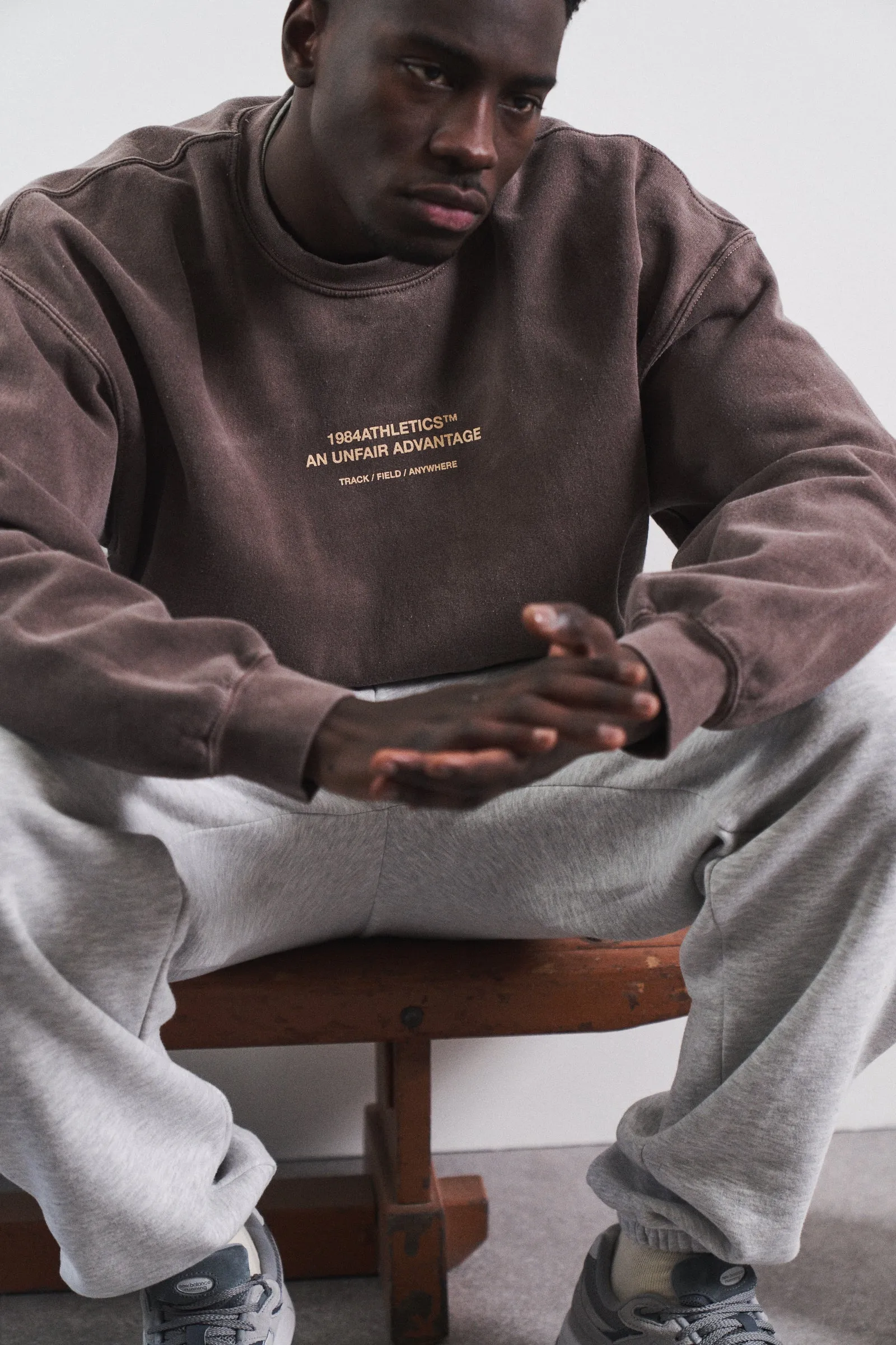 Vice 84 'Athletics' Vintage Washed Sweater - Chocolate