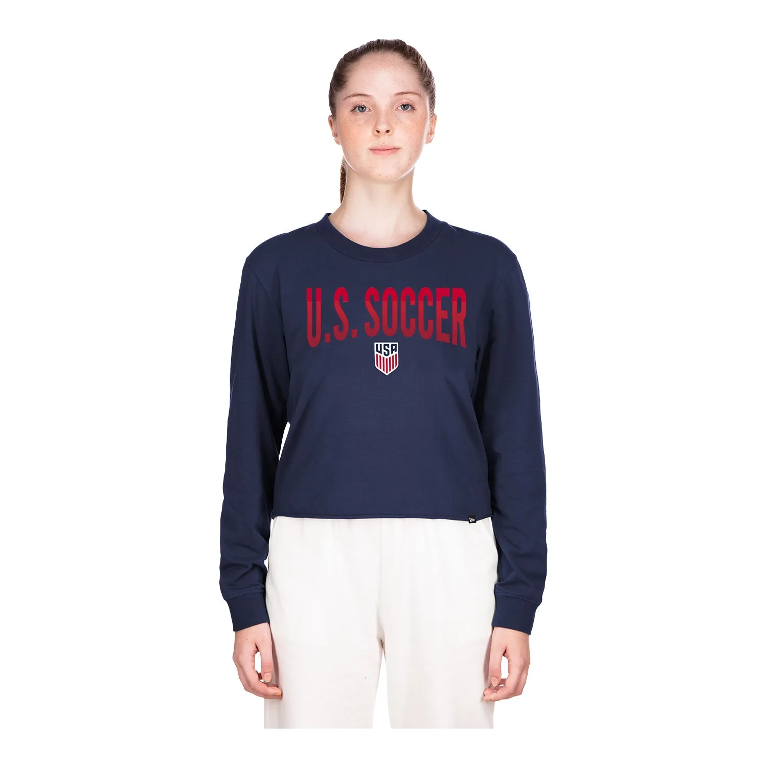 Women's New Era USMNT Cropped Navy Long Sleeve Tee