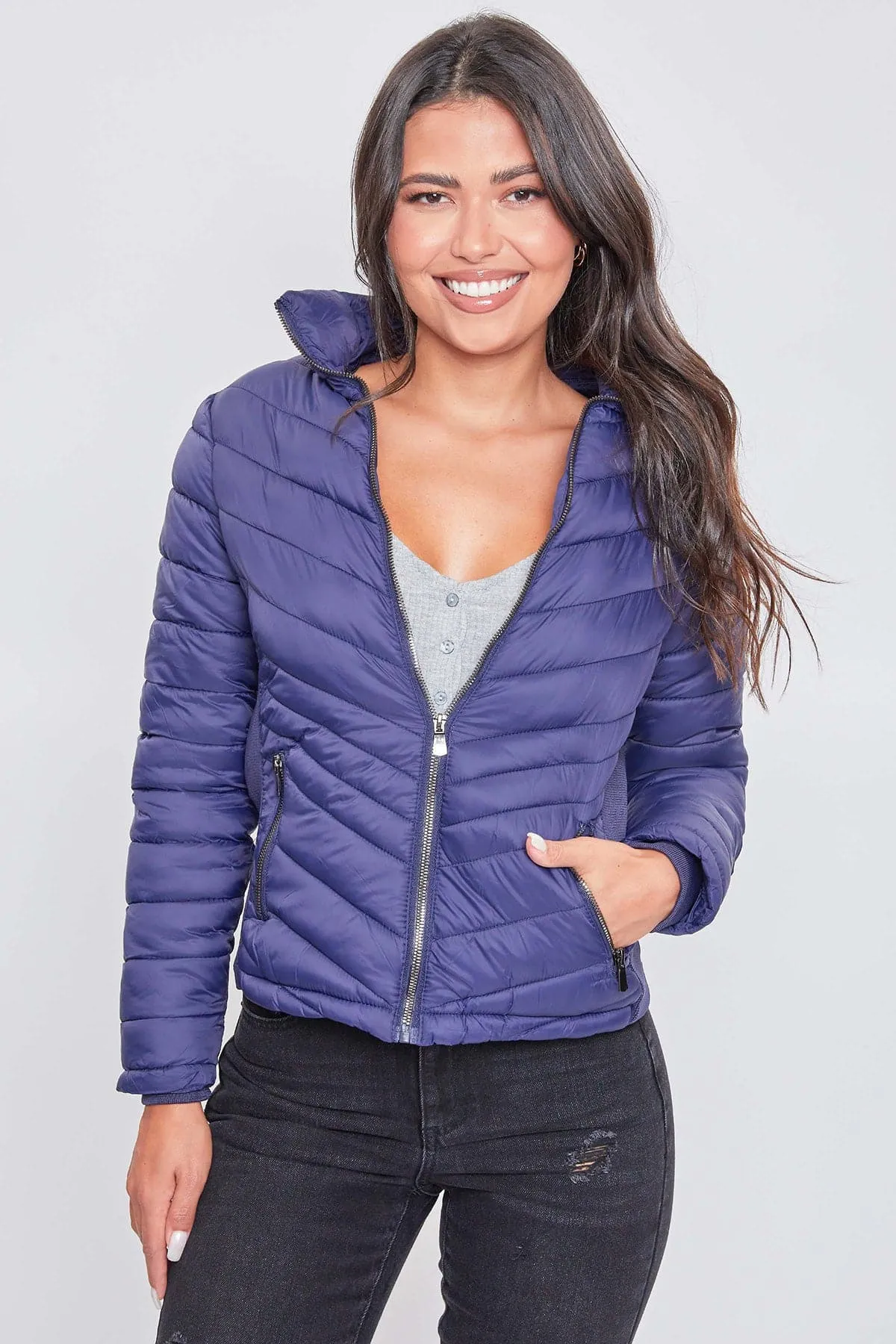 Women's Winter Puffer Jacket With Sherpa Fur Hoodie